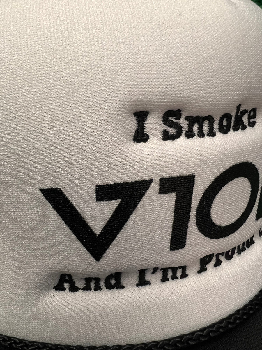 1of1 "I Smoke Viola" Black Trucker by All My Hats Are Dead