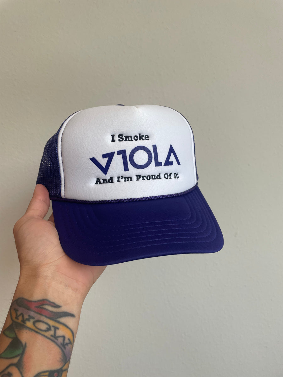 1of1 "I Smoke Viola" Purple Trucker by All My Hats Are Dead